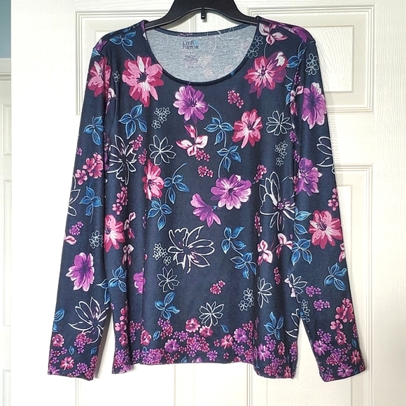 Croft & Barrow Floral Print Knit Top - Picture 2 of 6